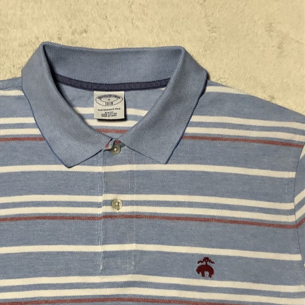 Brooks Brothers ブルックスブラザーズ 半袖ポロシャツ 鹿の子 ロゴ刺繍 ボーダー Sサイズ拍卖