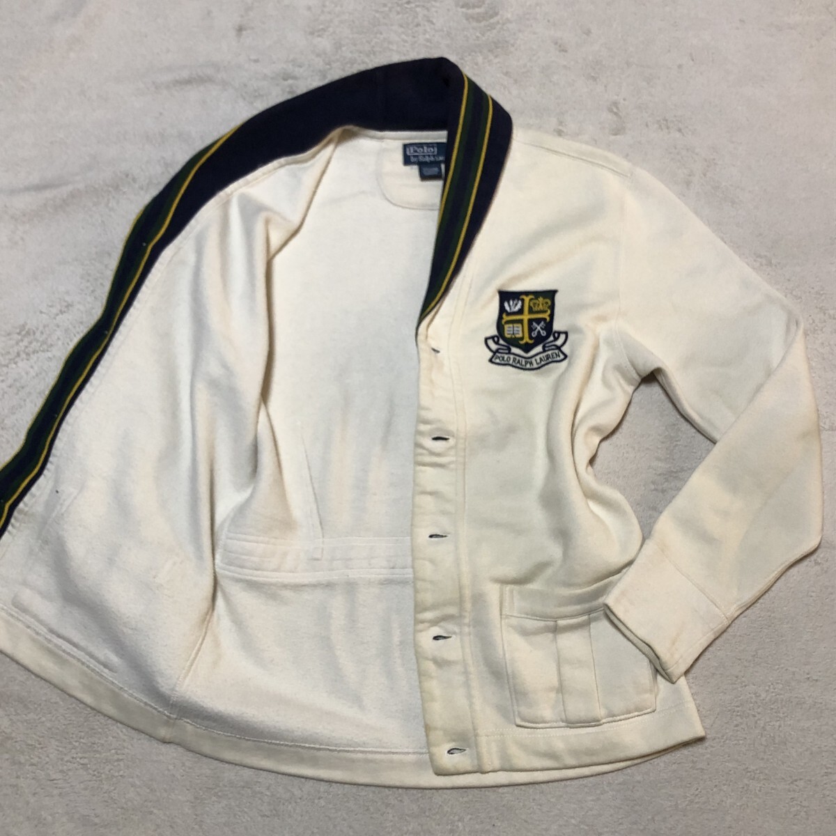 Polo by Ralph Lauren ポロバイラルフローレン テーラードジャケット スウェットジャケット 裏起毛 ワッペンロゴ刺繍 襟切り替え Mサイズ拍卖