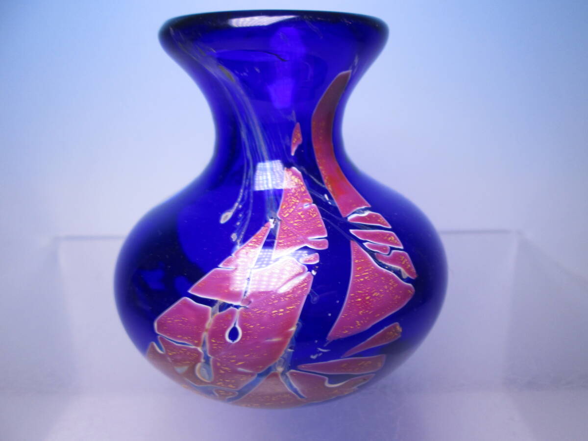 ☆ Louis Leloup ルイ・ルルー H9,5cm 金彩花瓶 箱無 20世紀のアールヌーボーガラス作家拍卖