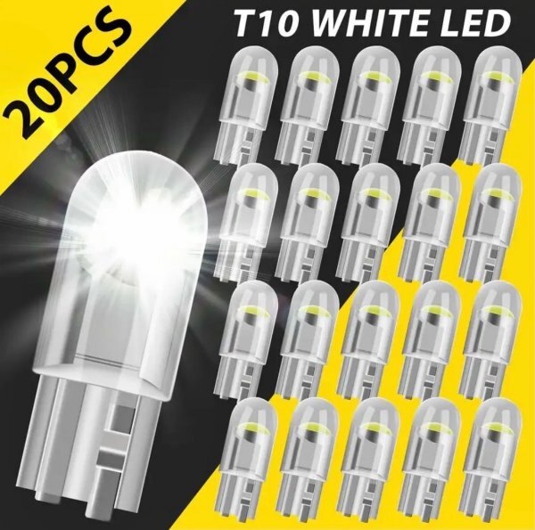 T10 T16 LED バルブ 20個 12V COB 6000K ホワイト CANBUS キャンセラー ポジション ナンバー灯 メーター パネル球 明るい 爆光 車検対応拍卖