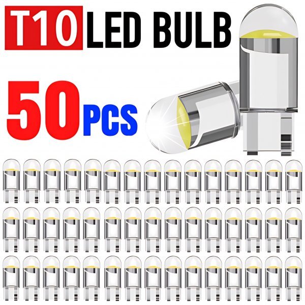 T10 T16 LED バルブ 50個 12V COB 6000K ホワイト CANBUS キャンセラー ポジション ナンバー灯 メーター パネル球 明るい 爆光 車検対応拍卖