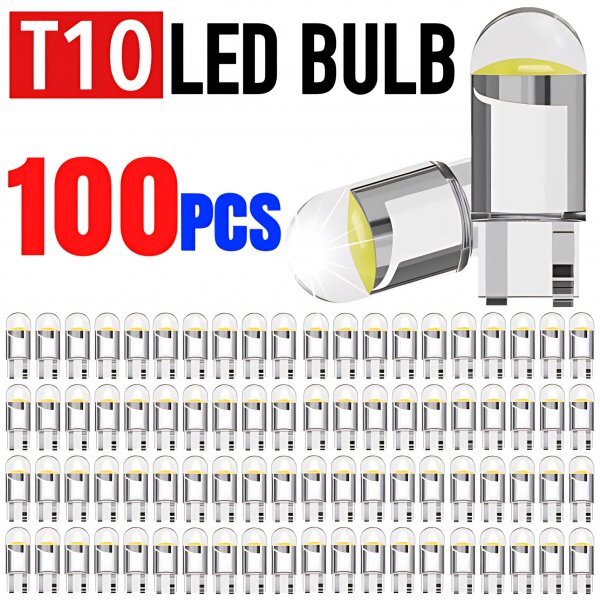 T10 T16 LED バルブ 100個 12V COB 6000K ホワイト CANBUS キャンセラー ポジション ナンバー灯 メーター パネル球 明るい 爆光 車検対応拍卖