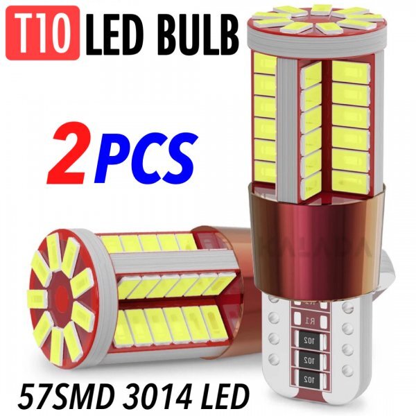 T16 T10 LED バルブ ウェッジ ホワイト 2個 爆光 57連 12V 6000K CANBUS キャンセラー バックランプ ウインカー ナンバー 明るい 車検対応拍卖