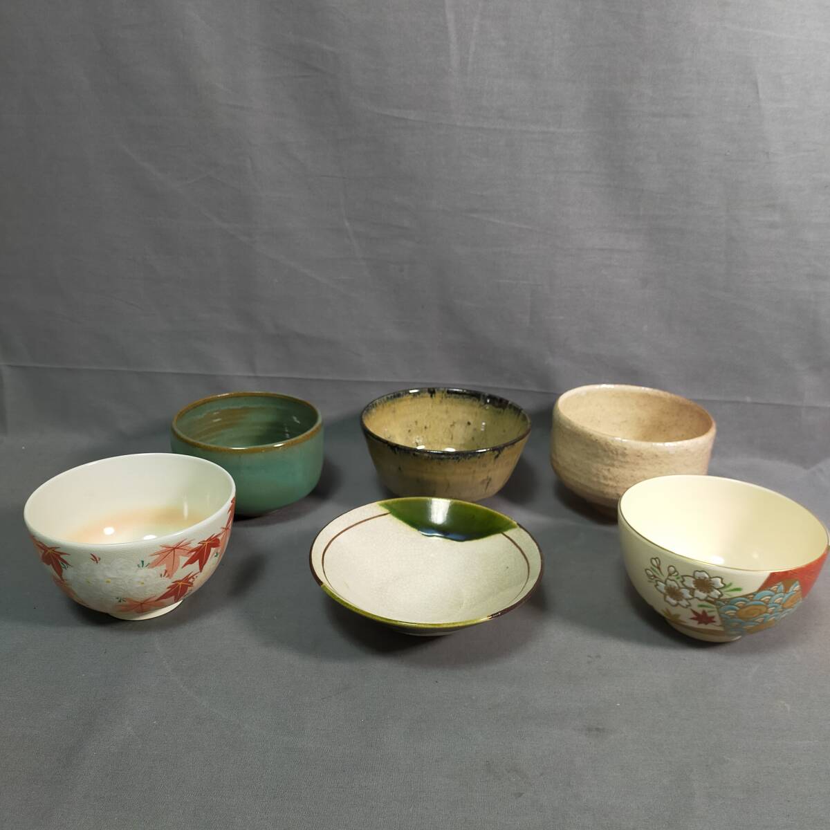 △ 11/5 296927 茶道具 茶器 茶碗 陶彩 翠浩 鶴 萩 茶道 6つまとめて拍卖