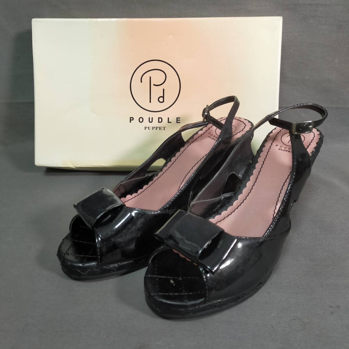 5711/10 GJ72357 POUDLE PUPPET プードルプぺ ヒール エナメル ブラックカラー サイズ24.5 レディース靴拍卖