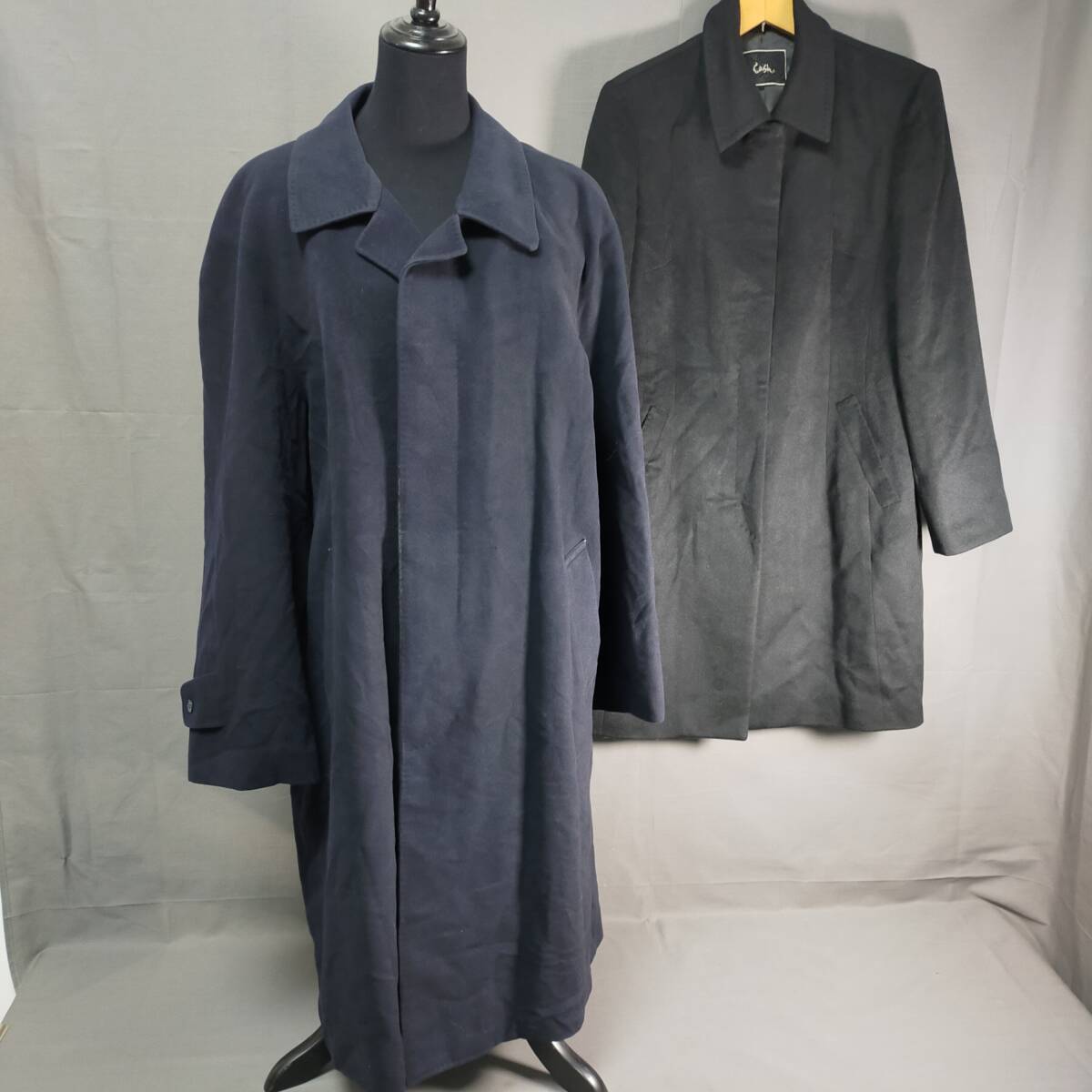 5711/13 GJ82482 TEXCO テスコ カシミヤ 紺 イタリア製 Cash ブラック ステンカラー レディースコート拍卖