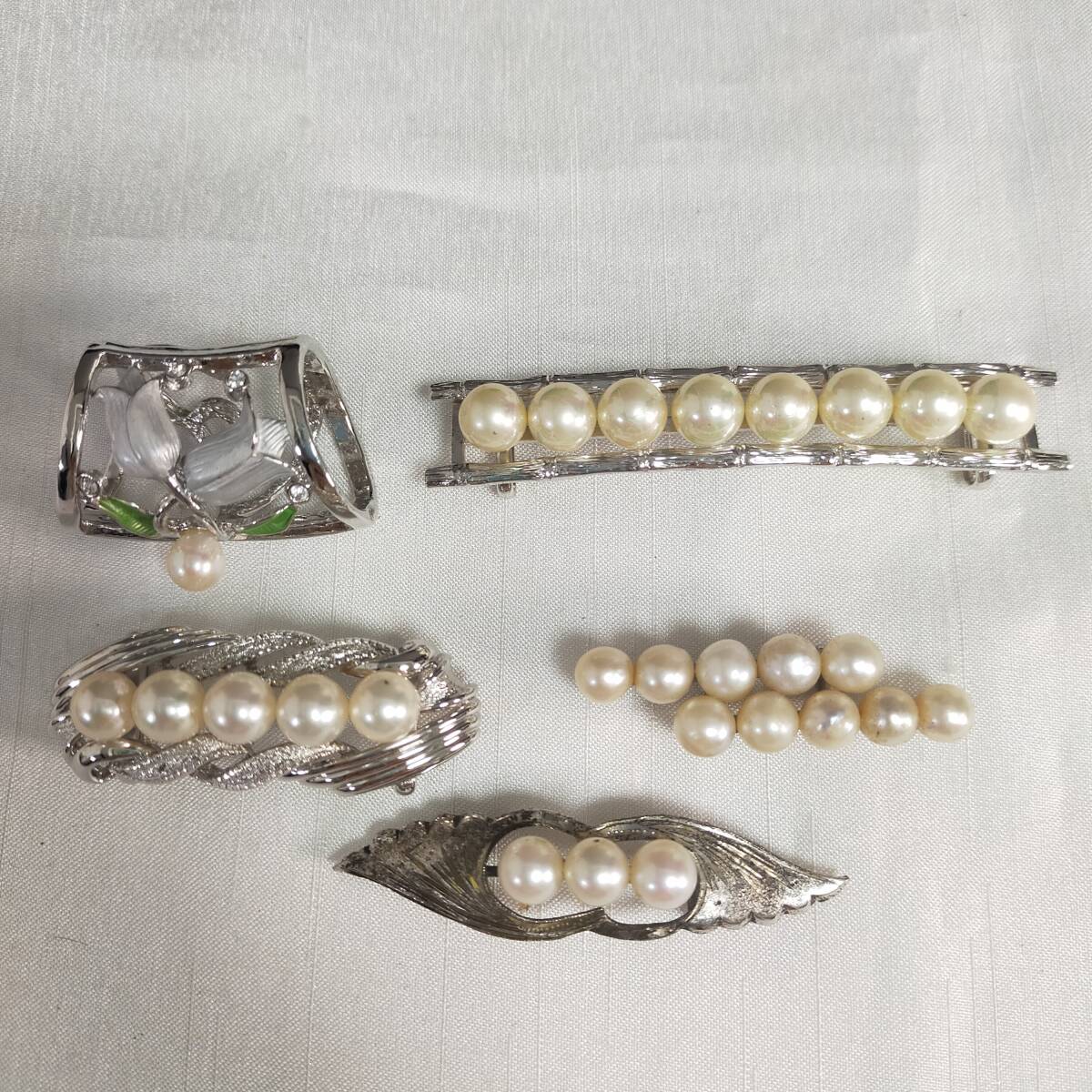 5711/14 GJ712166 アクセサリー 帯留め パール SILVER刻印あり 和小物 ヴィンテージ おまとめ 約50g 現状品拍卖