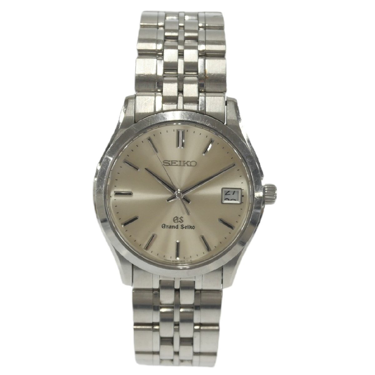 1円スタート 稼働品 SEIKO セイコー GS グランドセイコー 9F82-0A10 クォーツ デイト ラウンドフェイス 3針 シルバー文字盤 メンズ 腕時計拍卖