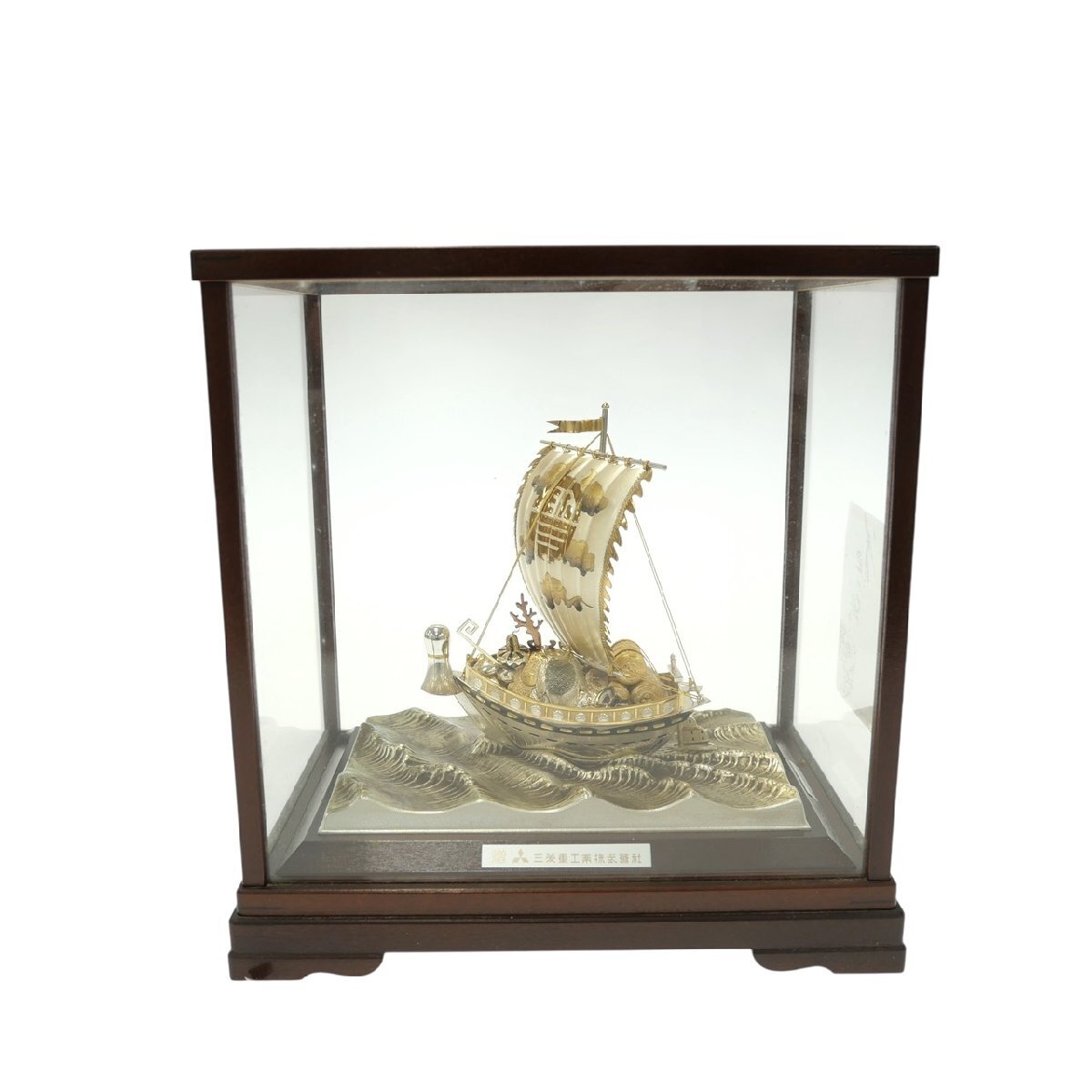 1円スタート 銀製 宝船 TAKEHIKO 武比古作 SILVER985 シルバー ガラスケース付 置物 置き物 銀細工 金属工芸 インテリア コレクション拍卖