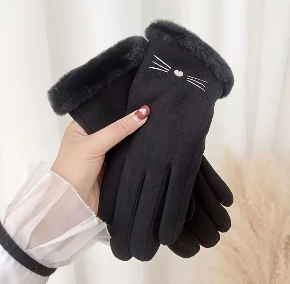手袋 裏起毛 防寒 防風 おしゃれ ブラック拍卖