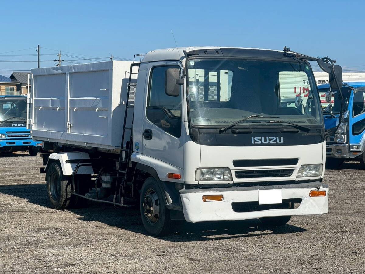 年末!!今月限りの大特価!!6MT!!NoxPM適合!車検付き H12 49万km アームロール 脱着装置付きコンテナ車 箱付き ETC フォワード いすゞ拍卖