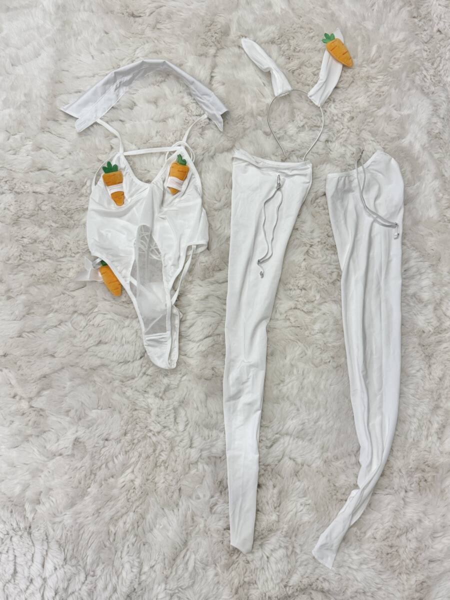 中古 透けバニーガール ホワイト コスプレ 衣装 一式 コスプレ衣装拍卖