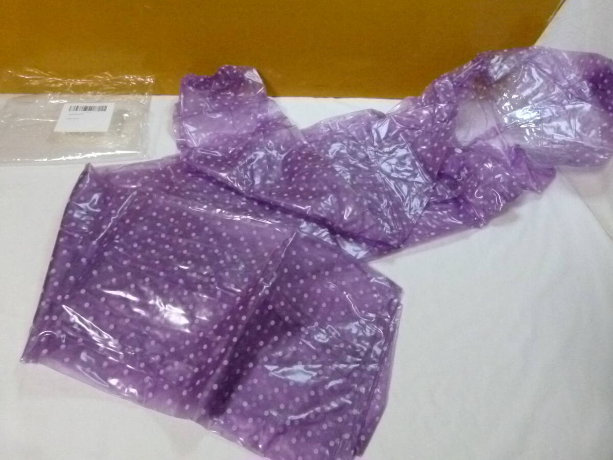 【送込】【雨具】クリアタイプ レインコート ドット柄 パープル 3XL【新品未使用】【送料無料】拍卖