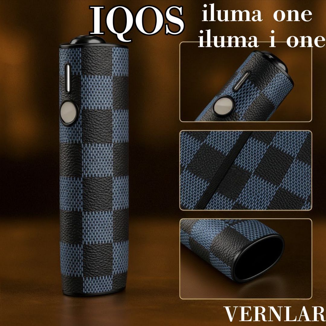 IQOS イルマ i ワン ケース チェック柄 ネイビー 高級PUレザー 保護カバー メンズ レディース アイコス イルマ アイ ワン iluma i one拍卖