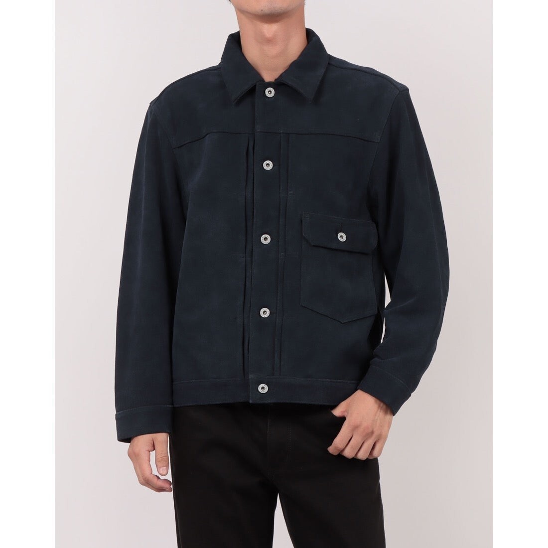 最値!新品!定40480円!名作ヴィンテージ ファースト スタイル!ヒューストン カウスエード ジャケット!ダークネイビー!38 Mサイズ ラスト1点拍卖