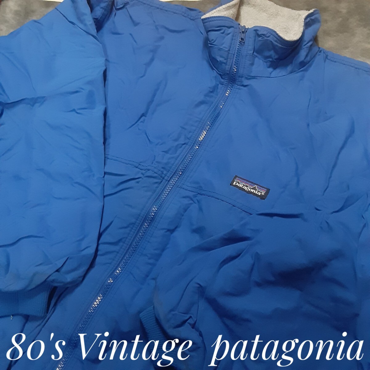 最値!良品!希少80'sUSA製!ヴィンテージ!名作ロイヤルブルー!オールド パタゴニア シンチラ シェル ジャケット!アメリカンファブリック!青 L拍卖