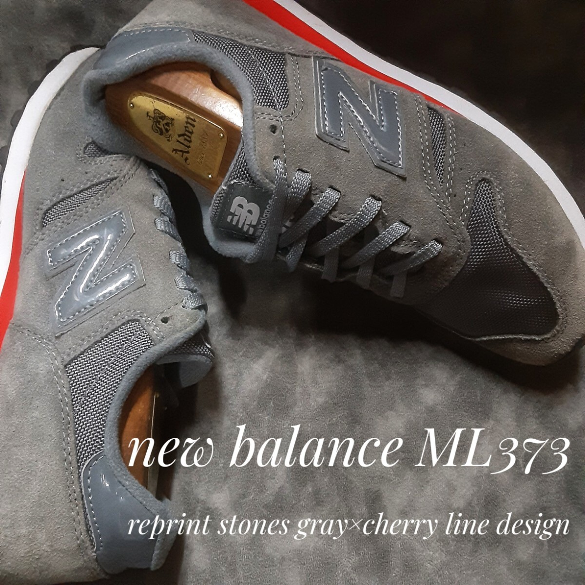 最値!定9790円!生産終了!復刻ストーンズグレー×チェリーライン!旧ヌバックレザー!ニューバランス ML373高級スニーカー!グレー!灰色 25cm拍卖