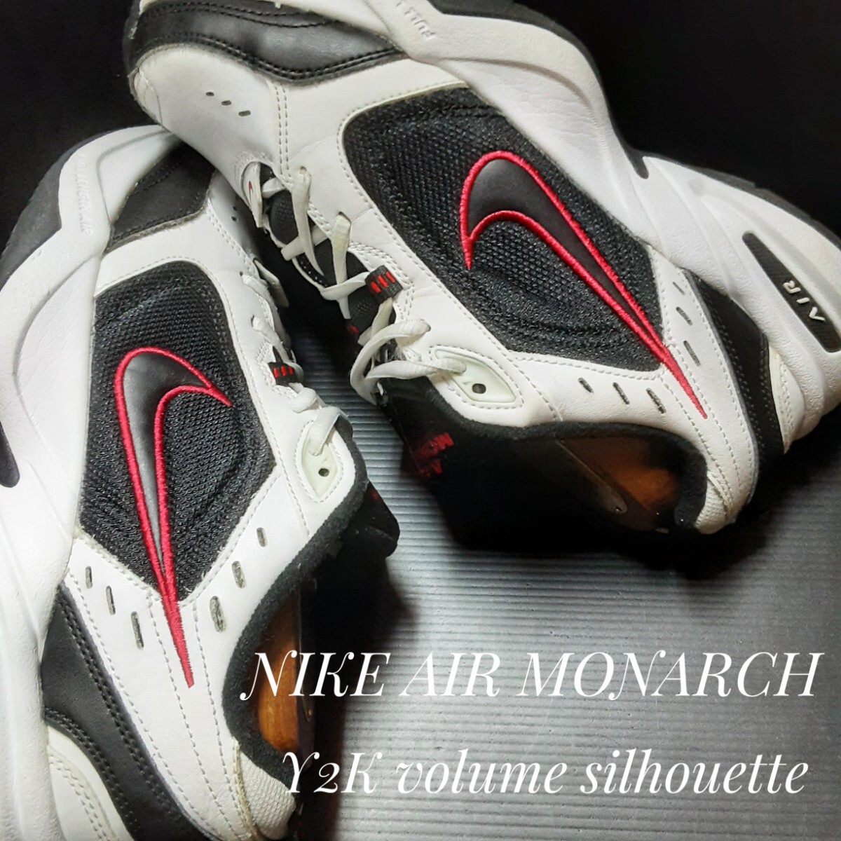 最値!90's復刻!ダッドスタイル!希少19年製!名作ホワイトシカゴカラー!ナイキ エア モナーク高級シンセレザー スニーカー!白赤黒 25.5cm拍卖