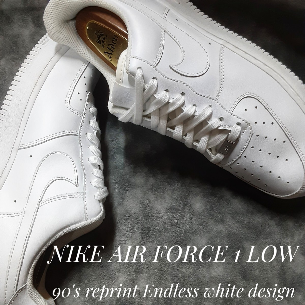 最値!90's復刻!レトロクラシックスタイル!レジェンドロー!ナイキ エアフォース 1高級レザー スニーカー!王道トリプルホワイト!白 28cm拍卖