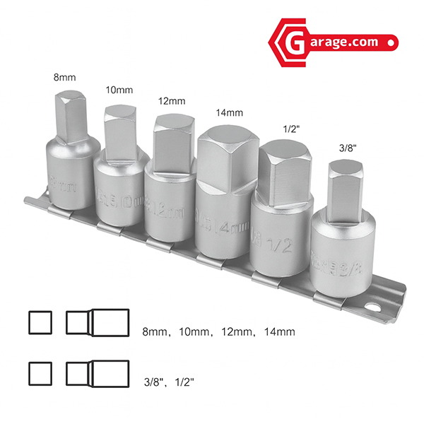 6pc オイルドレンプラグキーソケットセット 8-14mm B146拍卖