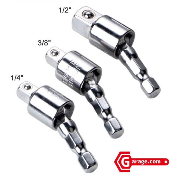 電動ドリル用首振り ビット ソケットアダプター 3点セット 1/4 3/8 1/2 YZG022拍卖