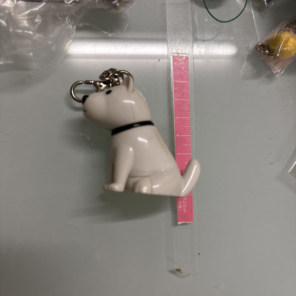 しゃべる白いお父さん犬 青 キーホルダー ソフトバン拍卖