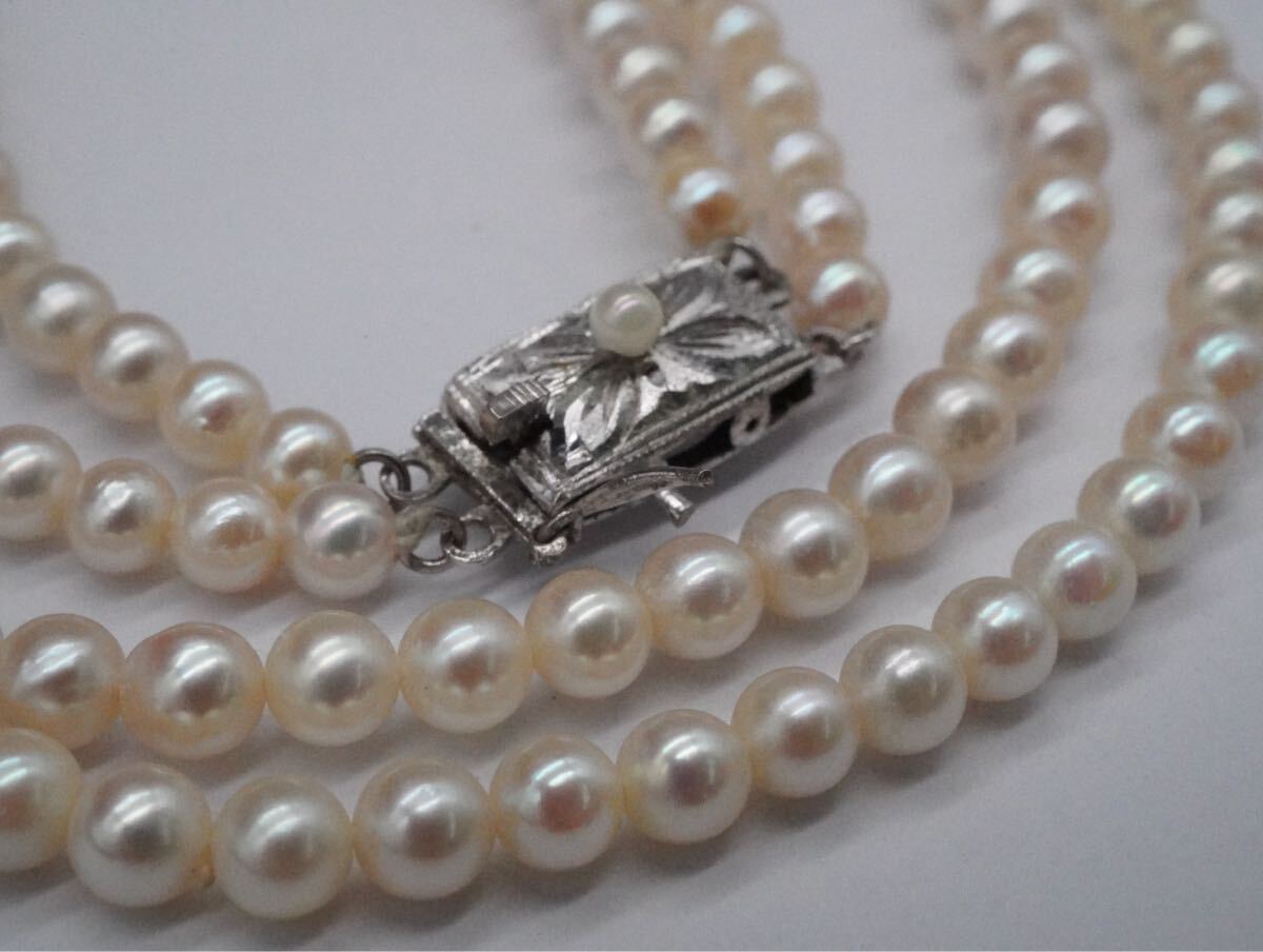 【22】ベビーパール 本真珠 パール SILVER シルバー 2連 ネックレス 長さ約39cm アクセサリー TIA拍卖