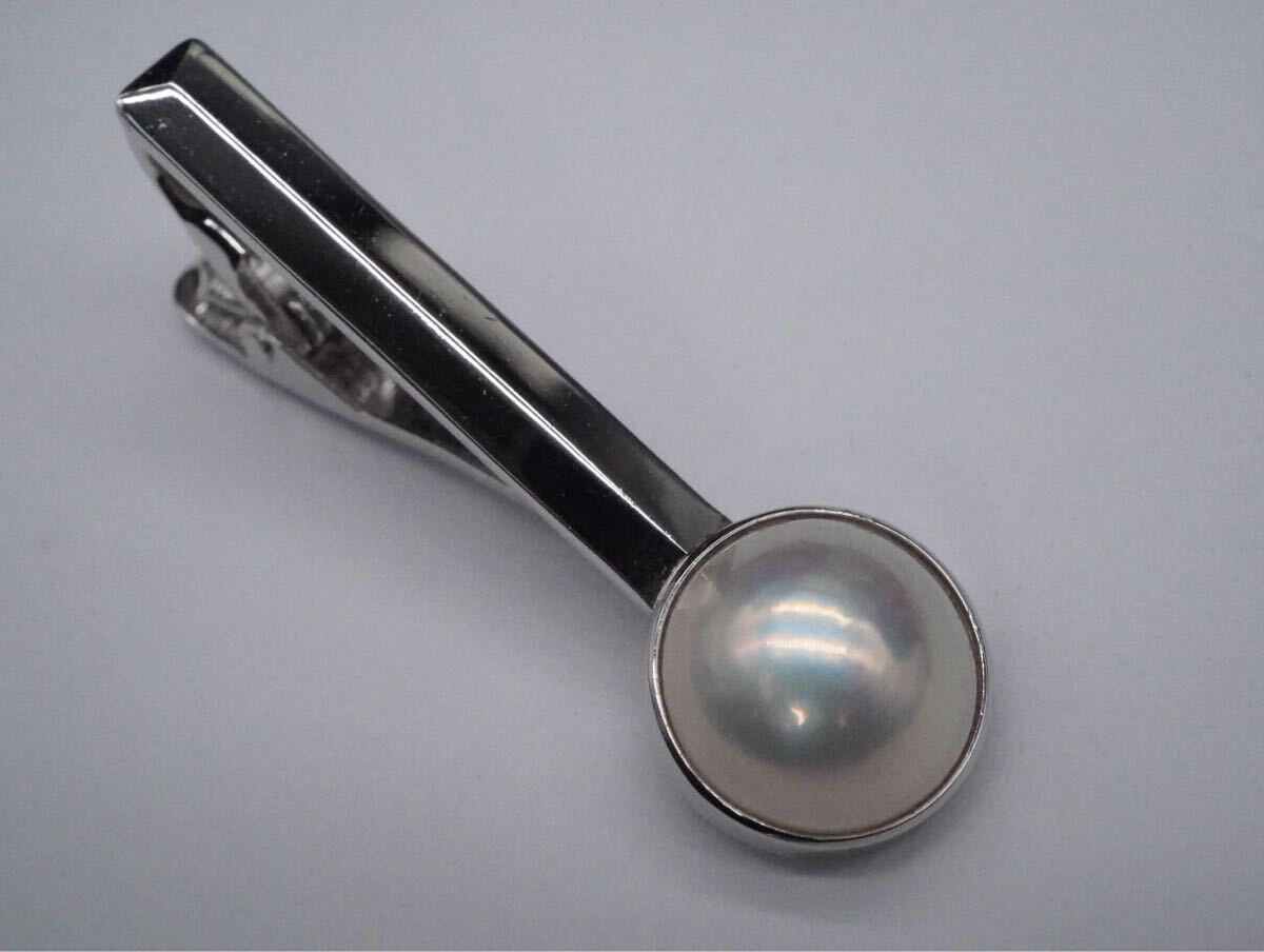 【63】マベパール 半円真珠 パール SILVER シルバー タイピン ネクタイピン アクセサリー TIA拍卖