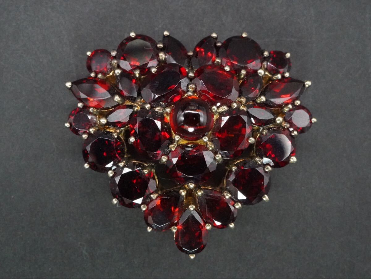 【53】碌山 ROKUZAN ロクザン ガーネット ag SILVER シルバー 925 ハート 2way ブローチ ペンダントトップ アクセサリー TIA拍卖