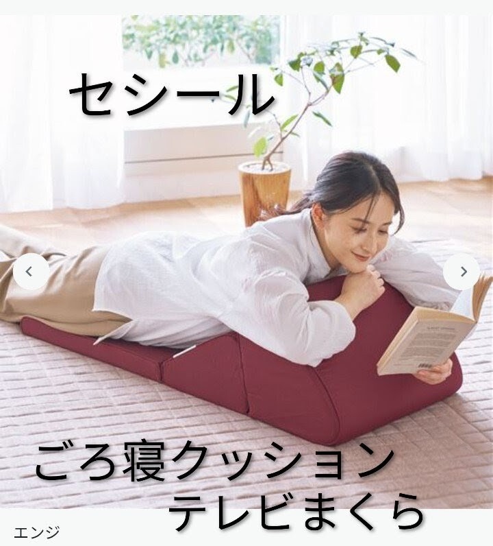 ★セシール★ごろ寝クッションテレビまくら♪エンジ拍卖