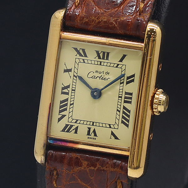 1円 稼働 カルティエ マストタンク SV925 アイボリー文字盤 QZ レディース腕時計 5031510 10PRT KTU拍卖