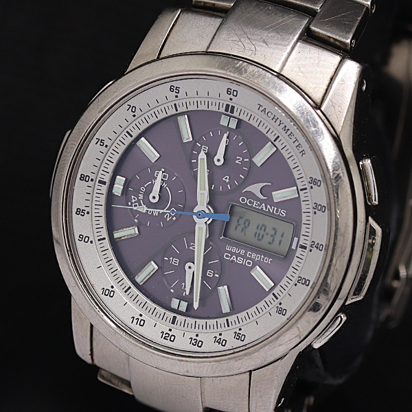 1円 稼働 カシオ オシアナス OCW-500TDJ 電波ソーラー 紫文字盤 メンズ腕時計 1948000 10PRY MST拍卖