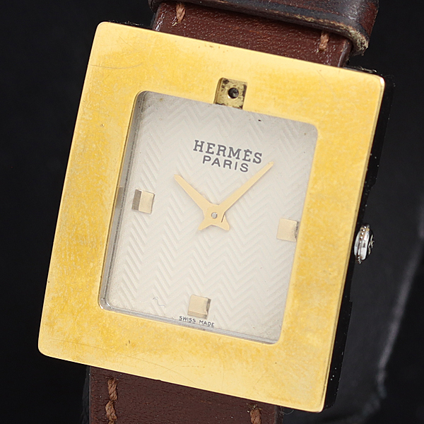 1円 稼働 エルメス ベルトウォッチ BE1.220 QZ アイボリー文字盤 レディース腕時計 4670100 10DIT SMZ拍卖