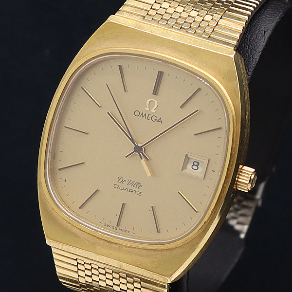 1円 保付 稼働 良品 オメガ QZ コンステレーション ゴールド文字盤 デイト メンズ腕時計 5085300 10PRT KMR拍卖
