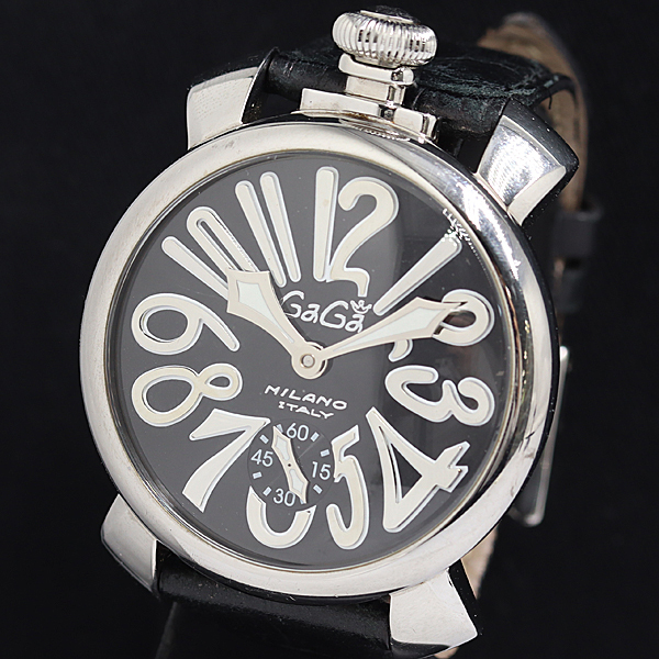1円 保 稼働 ガガミラノ マヌアーレ 手巻 ブラック文字盤 メンズ腕時計 2685100 10DIT SMZ拍卖