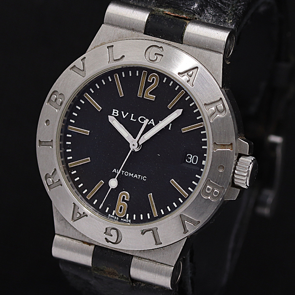 1円 ブルガリ ディアゴノ LCV35S AT/自動巻 ブラック文字盤 メンズ腕時計 0050600 10MGT MST拍卖