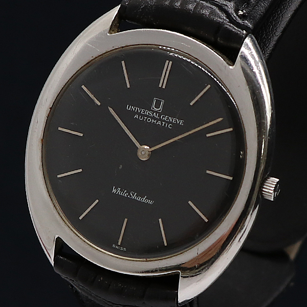 1円 ユニバーサルジュネーブ ホワイトシャドウ AT/自動巻 ブラック文字盤 メンズ腕時計 0017600 10MGT KMR拍卖