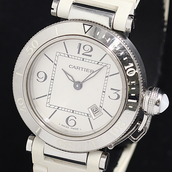 1円 稼働 カルティエ パシャ シータイマーSM W3140002 3025503765PX QZ シルバー文字盤 メンズ/レディース腕時計 0088110 10ERT SMZ拍卖