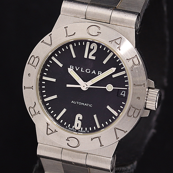 1円 稼働 ブルガリ ディアゴノスポーツ LCV29S D8982 AT/自動巻 ブラック文字盤 レディース腕時計 0016500 10ERT SMZ拍卖