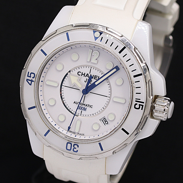 1円 稼働 シャネル J12 マリーン 38mm 32515 AT/自動巻 ホワイト文字盤 メンズ腕時計 0050710 10MGT MST拍卖