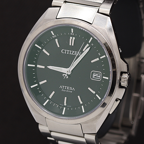 1円 稼働 シチズン アテッサ エコドライブ H110-T016308 681020142 ソーラー ブラック文字盤 メンズ腕時計 0540100 10ERT IGR拍卖