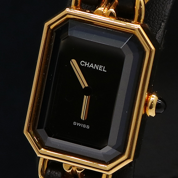 1円 保付 シャネル プルミエール M H0001 F.N.79723 QZ ブラック文字盤 レディース腕時計 3248410 10KHT KMR拍卖