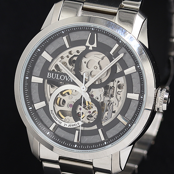 1円 保/箱付 稼働 ブローバ クラシック 96A208 C8771058 AT/自動巻 スケルトン文字盤 メンズ腕時計 2917200 10OKT SMZ拍卖