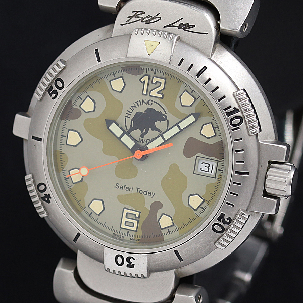 1円 稼働 ハンティングワールド サファリトゥデイ X456/900 AT/自動巻 カモ柄文字盤 メンズ腕時計 2784100 10ANT SMZ拍卖