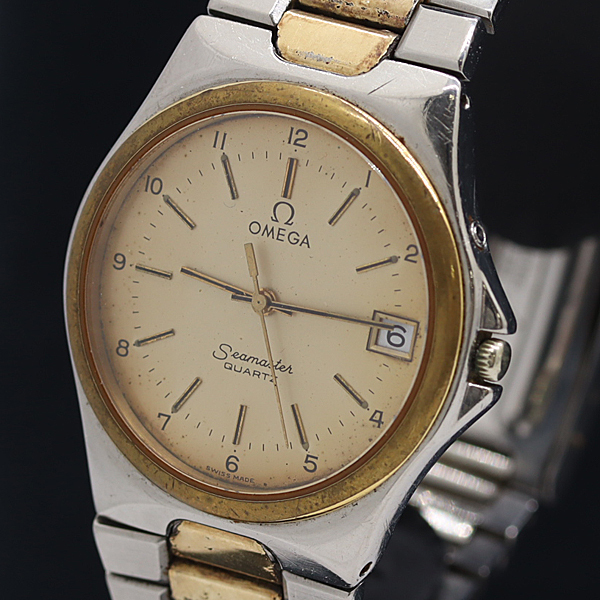1円 オメガ シーマスター 196.0222 QZ シャンパン文字盤 メンズ腕時計 0001100 11DKT SMZ拍卖