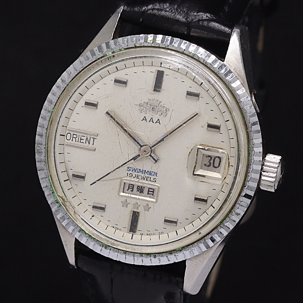 1円 稼働 オリエント AAA スイマー 0104910 AT/自動巻 シルバー文字盤 メンズ腕時計 2011000 11BJY MST拍卖
