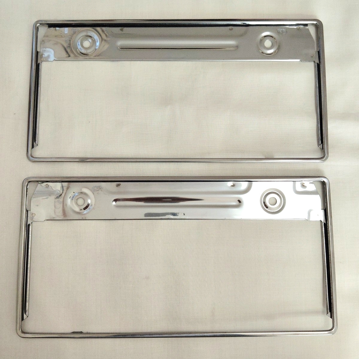 送料一律230円■ 社外 汎用 ナンバーフレーム シルバー メッキ シンプル 前後2枚セット拍卖