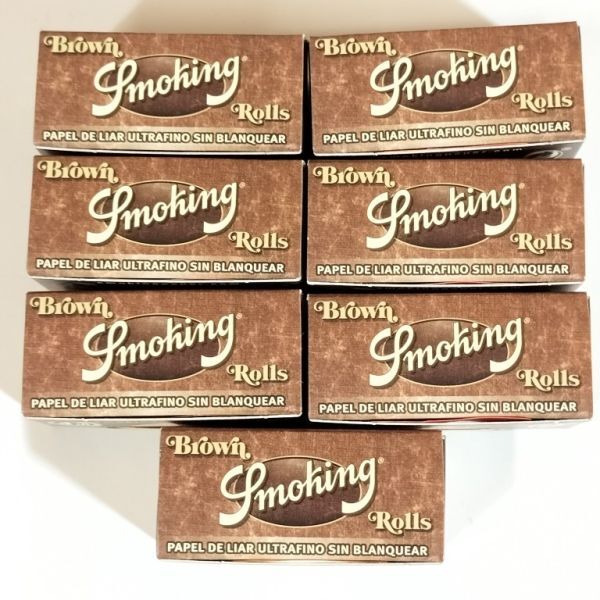 現品限り 未使用 スペイン Smoking ロールペーパー BROWN ブラウン 無漂白 ULTRATHIN 4m 7個 手巻きタバコ 巻紙 スモーキング L6拍卖