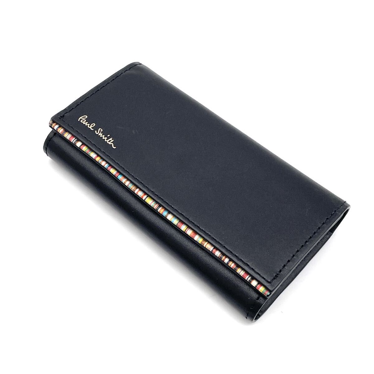 1円 未使用品 Paul Smith ポールスミス アーティストストライプ レザー 4連キーケース ブラック拍卖