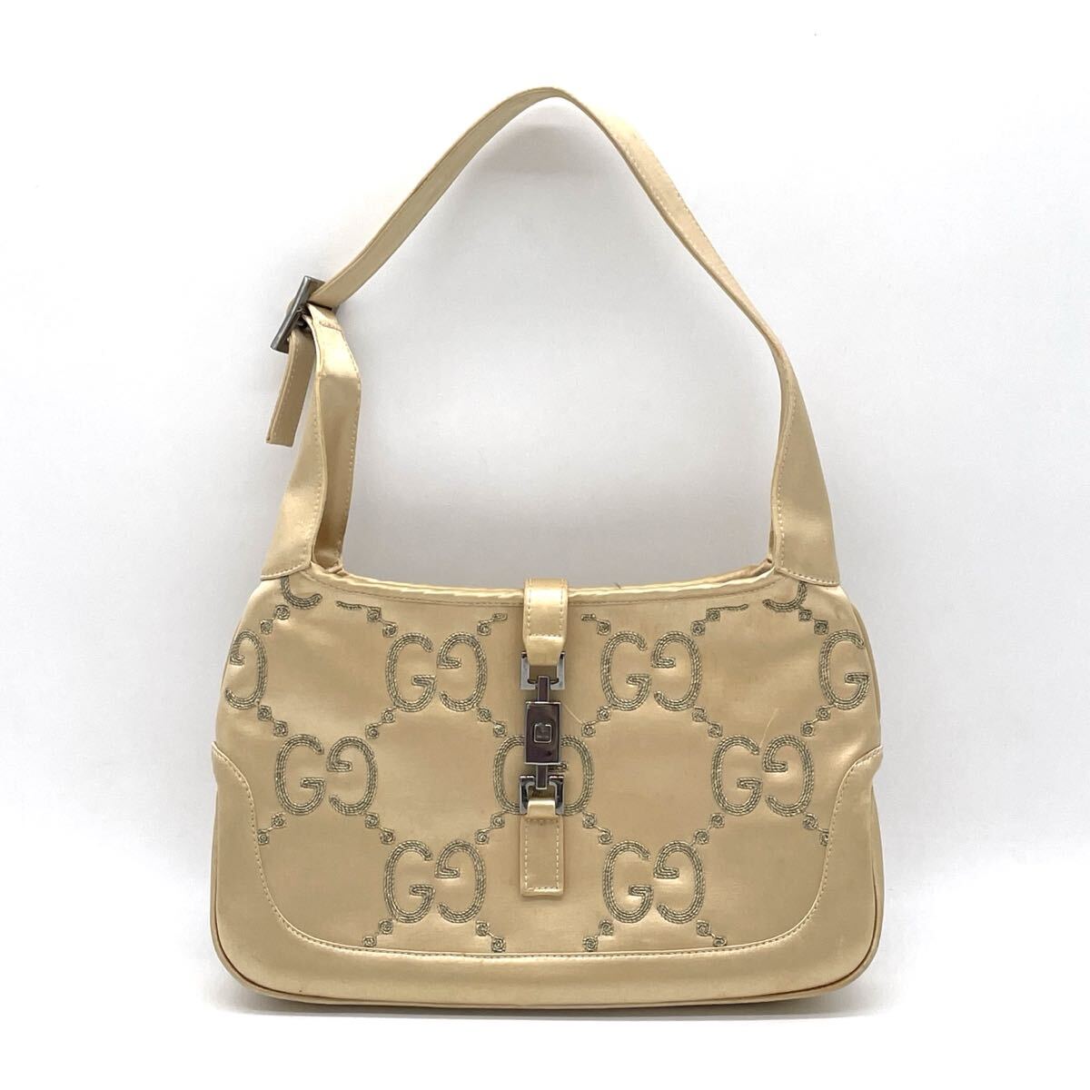1円 超希少 GUCCI グッチ ジャンボGG サテン ジャッキー ショルダーバッグ ワンショルダー ベージュ 001 3935拍卖
